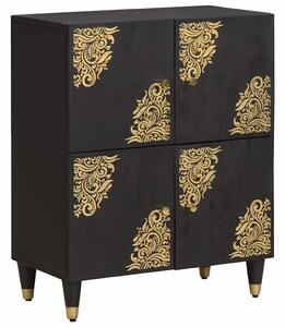 VidaXL Széf polcokkal tárolóval Fekete 60 x 33 x 75 cm Tömör Mangófát