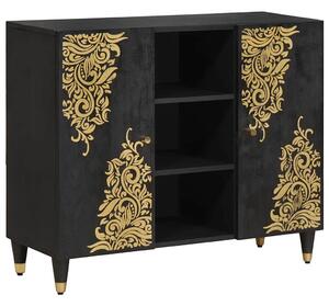 VidaXL Széf polcokkal tárolóval Fekete 90 x 33 x 75 cm Tömör Mangófát