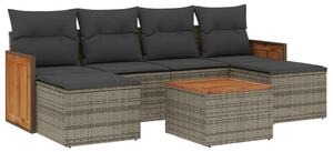 VidaXL Polyrattan Kerti Ülőgarnitúra - 7 részes - Szürke