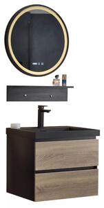 Blackwood 80 komplett fürdőszoba bútor fali mosdószekrénnyel, fekete mosdóval és tükörrel
