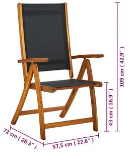 VidaXL 4 darab összecsukható tömör akácfa és textilén kerti szék