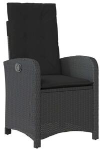 VidaXL 3 részes fekete polyrattan kerti étkezőgarnitúra párnákkal