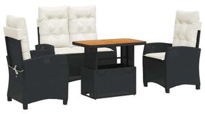 VidaXL Polyrattan Kerti Étkezőgarnitúra - 4 részes, Fekete