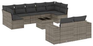 VidaXL Polyrattan Kerti Ülőgarnitúra - 10 részes - Szürke
