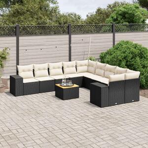 VidaXL Polyrattan Kerti Ülőgarnitúra - 11 részes - Fekete