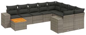 VidaXL 10 részes szürke polyrattan kerti ülőgarnitúra párnákkal