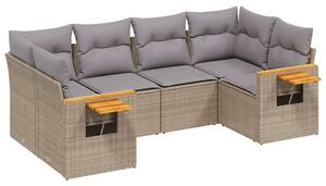 VidaXL 6 részes bézs polyrattan kerti ülőgarnitúra párnával