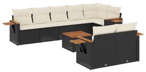 VidaXL Polyrattan Kerti Ülőgarnitúra - 9 részes - Fekete