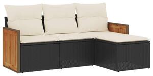 VidaXL Polyrattan Kerti Ülőgarnitúra - 4 részes - Fekete