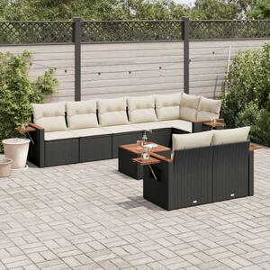 VidaXL Polyrattan Kerti Ülőgarnitúra - 9 részes - Fekete