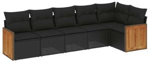 VidaXL Polyrattan Kerti Ülőgarnitúra - 6 részes - Fekete