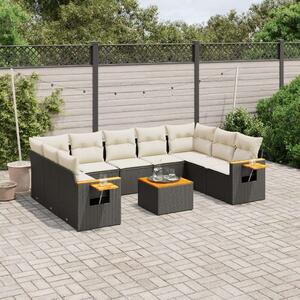 VidaXL Polyrattan Kerti Ülőgarnitúra - 10 részes - Fekete