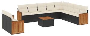 VidaXL Polyrattan Kerti Ülőgarnitúra - 11 részes - Fekete