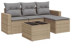 VidaXL Polyrattan Kerti Ülőgarnitúra - 5 részes - Bézs