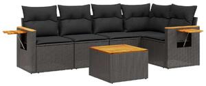 VidaXL Polyrattan Kerti Ülőgarnitúra - 6 részes - Fekete