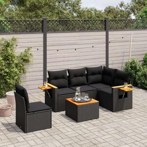 VidaXL Polyrattan Kerti Ülőgarnitúra - 6 részes - Fekete