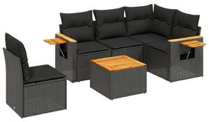 VidaXL Polyrattan Kerti Ülőgarnitúra - 6 részes - Fekete