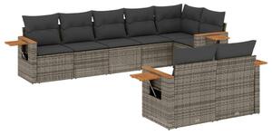 VidaXL Polyrattan Kerti Ülőgarnitúra - 8 részes - Szürke