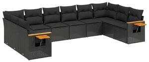 VidaXL Polyrattan Kerti Ülőgarnitúra - 10 részes - Fekete