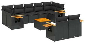VidaXL Polyrattan Kerti Ülőgarnitúra - 10 részes - Fekete