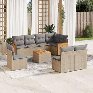VidaXL Polyrattan Kerti Ülőgarnitúra - 9 részes - Bézs