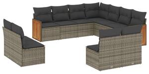 VidaXL Polyrattan Kerti Ülőgarnitúra - 11 részes - Szürke