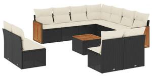 VidaXL Polyrattan Kerti Ülőgarnitúra - 12 részes - Fekete