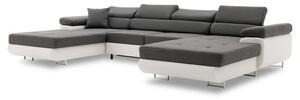 Szétnyitható sarok kanapé RIGATTO III PRO 3 Fehér eko-bőr + Sötétszürke