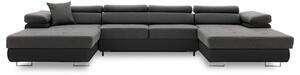 Szétnyitható sarok kanapé RIGATTO III PRO 3 Fekete eko-bőr + Sötétszürke