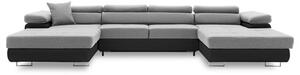 Szétnyitható sarok kanapé RIGATTO III PRO 3 Fekete eko-bőr + Világosszürke