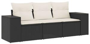 VidaXL 3 részes Kerti Ülőgarnitúra - Fekete Polyrattan