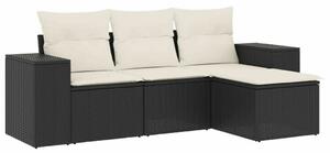 VidaXL Polyrattan Kerti Ülőgarnitúra - 4 részes, Fekete