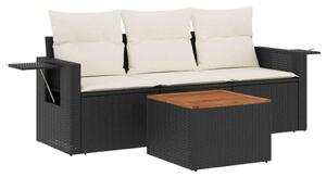 VidaXL Polyrattan Kerti Ülőgarnitúra - 4 részes - Fekete