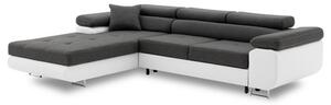 Szétnyitható sarok kanapé RIGATTO VI PRO 3 Bal Fehér eko-bőr + Sötétszürke