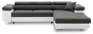 Szétnyitható sarok kanapé RIGATTO VI PRO 3 Jobb Fehér eko-bőr + Sötétszürke