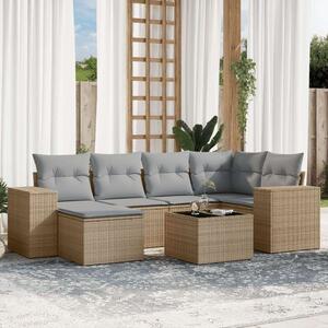 VidaXL Polyrattan Kerti Ülőgarnitúra - 7 részes - Bézs