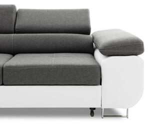 Szétnyitható sarok kanapé RIGATTO VI PRO 3 Jobb Fehér eko-bőr + Világosszürke