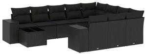 VidaXL Polyrattan Kerti Ülőgarnitúra - 11 részes - Fekete