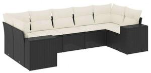 VidaXL Polyrattan Kerti Ülőgarnitúra - 7 részes - Fekete