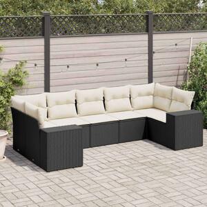 VidaXL Polyrattan Kerti Ülőgarnitúra - 7 részes - Fekete