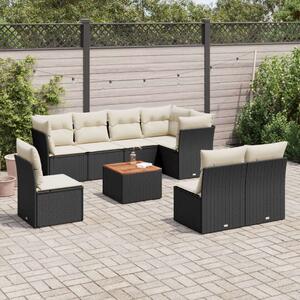 VidaXL Polyrattan Kerti Ülőgarnitúra - 9 részes - Fekete