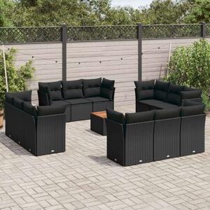 VidaXL Polyrattan Kerti Ülőgarnitúra - 13 részes - Fekete