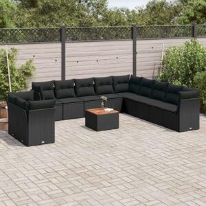 VidaXL Polyrattan Kerti Ülőgarnitúra - 12 részes - Fekete