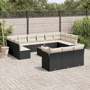 VidaXL Polyrattan Kerti Ülőgarnitúra - 14 részes - Fekete
