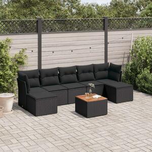 VidaXL Polyrattan Kerti Ülőgarnitúra - 8 részes - Fekete