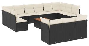 VidaXL Polyrattan Kerti Ülőgarnitúra - 14 részes - Fekete