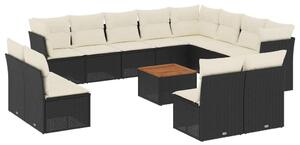VidaXL Polyrattan Kerti Ülőgarnitúra - 13 részes - Fekete