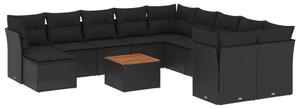 VidaXL Polyrattan Kerti Ülőgarnitúra - 12 részes - Fekete