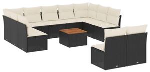 VidaXL Polyrattan Kerti Ülőgarnitúra - 12 részes - Fekete