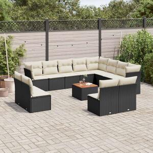 VidaXL Polyrattan Kerti Ülőgarnitúra - 13 részes - Fekete